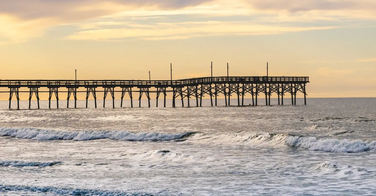 A North Carolina fishing pier at golden hour